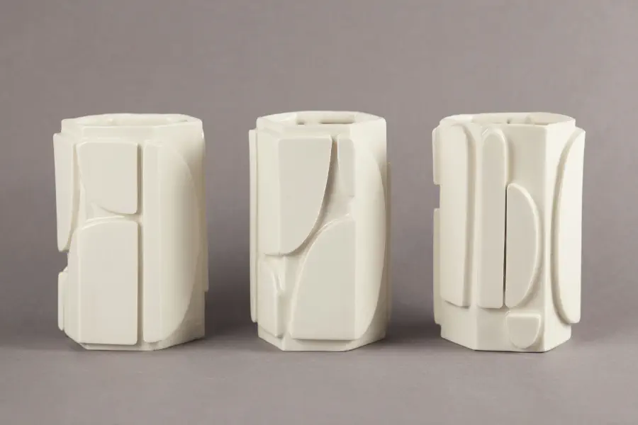 Three white vases.