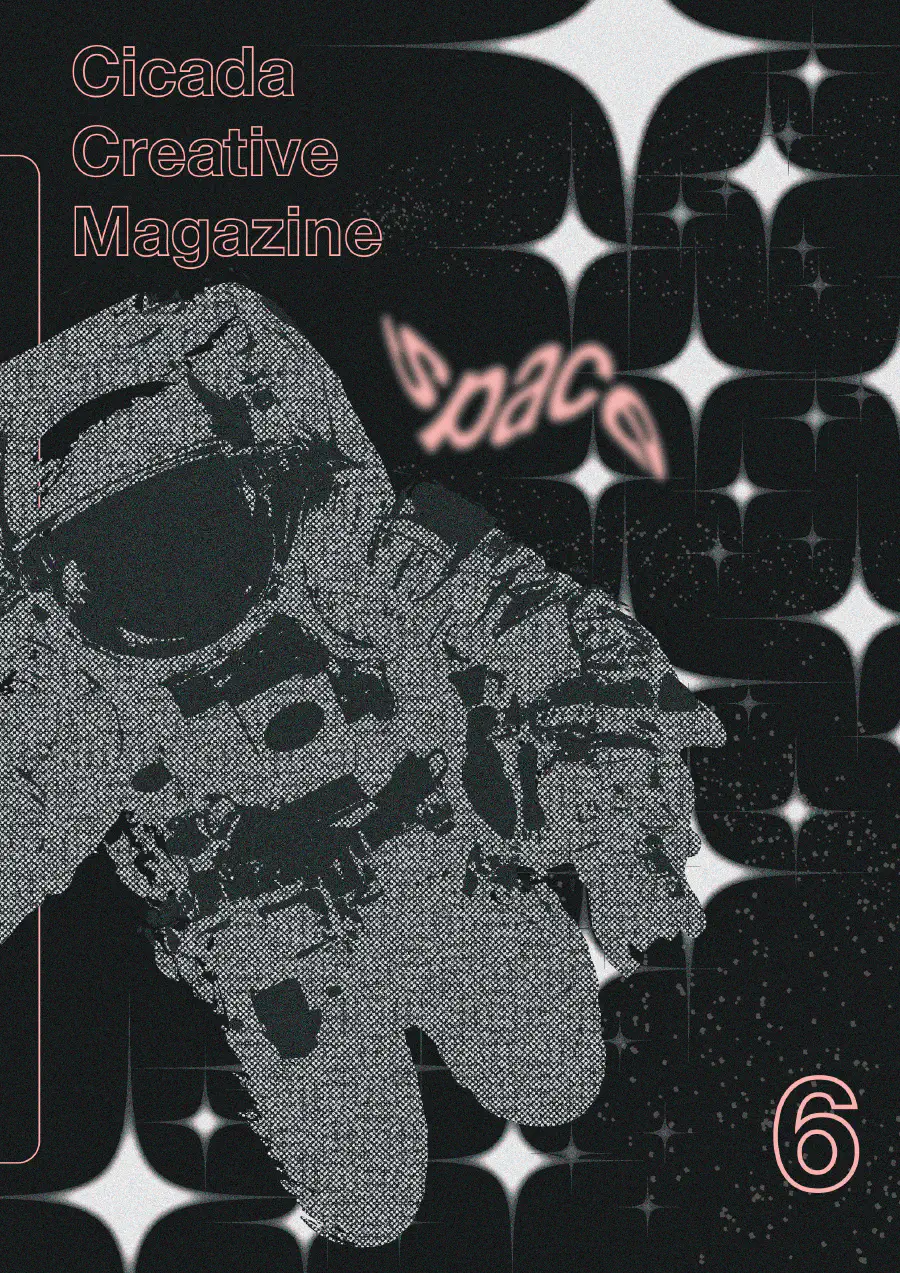 The cover of Issue 06. An astronaut floats among stylized stars.